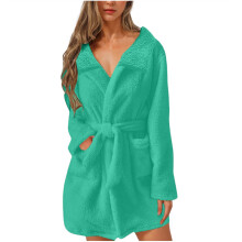 Robe de chambre sherpa Ă manches longues et blocs de couleurs pour femme, vert menthe