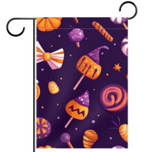 Halloween sweets garden flag purple background 12x18 inch