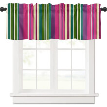 Striped Light Filtering Window Valance Purple Pink Green