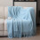 Soft Knitted Blanket with Fringe Blue 180x130cm 1