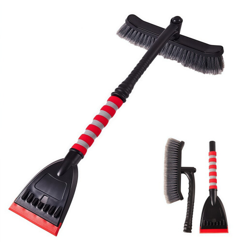 Snow Brush with Ice Scraper 3-in-1 Pivoting Head