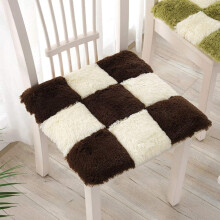 Soft Square Chair Pad with Ties Plaid Faux Fur 1 Piece