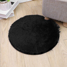 Round Shaggy Area Rug Black 48x48 Inch
