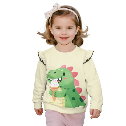 Dinosaur Long Sleeve Sweatshirt for Toddlers Soft Fabric