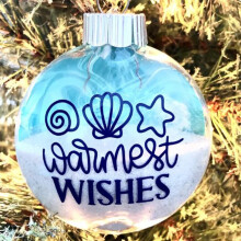 Christmas Beach Glass Ball Ornament Blue Sea Glass 1 Piece
