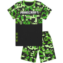 (8-9 Years) Minecraft Short Sleeve Short Leg Pyjama Set (Boys Green)