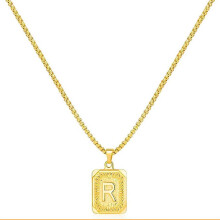 A-Z Letter Pendant Necklace Yellow Gold Plated Stainless