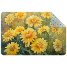 Yellow Daisy Watercolor Area Rug Non-Slip Washable Indoor