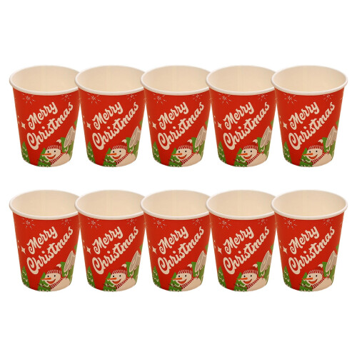 Christmas Paper Cups for Hot Cold Drinks 10 Pcs