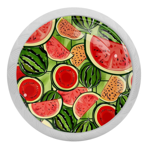 Watermelon Pattern Crystal Glass Cabinet Knobs 4 PCS