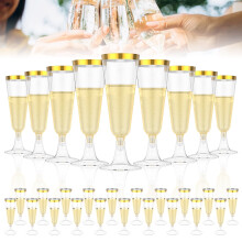 Champagne Flutes PP Gold & Clear 5 oz 50 pcs