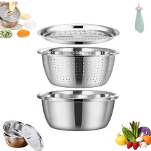 Stainless Steel Basin and Colander Set 5-in-1