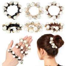 Pearl Hair Tie Elastic Scrunchies 6 Pcs