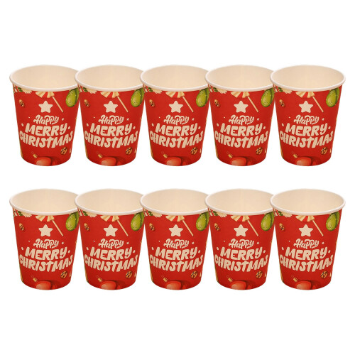 Christmas Paper Cups for Hot Cold Drinks 10 Pcs