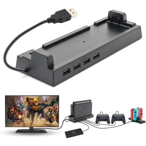 Switch Hub Dock mit 4 USB-Anschlüssen für Pro Controller