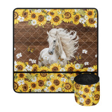 Sewing Machine Pad Organizer Wooden Horse Sunflower Design