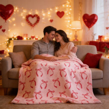 Pink Bowknot Fleece Blanket 39x30 inch