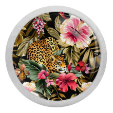 Tropical Flower Leopard Cabinet Knobs 4PCS Glow-in-Dark