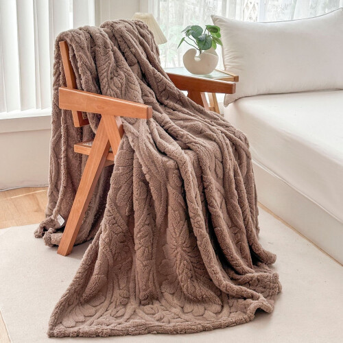 Flannel Blanket Coffee 39x28in Warm Washable