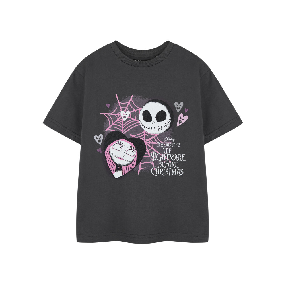 Disney (5-6 Years) The Nightmare Before Christmas Short Sleeved T-Shirt (Girls Grey)