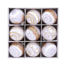 Foam Glitter Christmas Ball Ornaments White 9PCS 3.14 inch