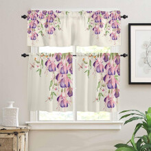 Kitchen Curtains and Valances Set Spring Purple Flower 3