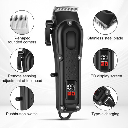 Cordless Hair Clippers for Men with LED Display and 2