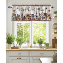 Farmhouse Curtain Valance Rod Pocket Retro Brown Wood
