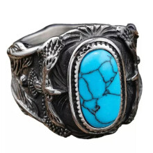 Men's Stainless Steel Eagle Ring Turquoise Stone Size 7-15
