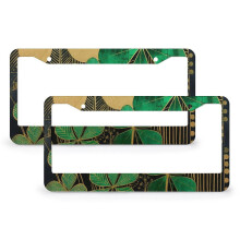 Shamrock Print Aluminum License Plate Cover Green Black