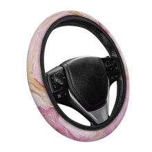 Marble Fluffy Steering Wheel Cover Pink 15 inch