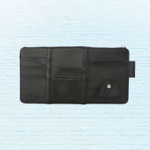 Black Leather Car Accessory with Pen Holder and CD Storage