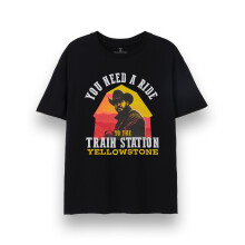 (Small) Yellowstone Short Sleeved T-Shirt (Mens Black)