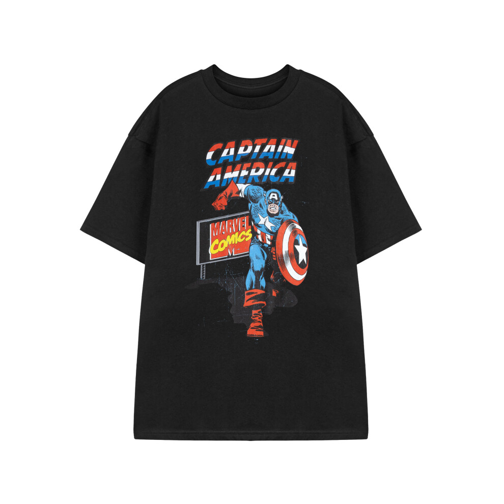 Marvel (Xx-Large) Comic Captain Short Sleeved T-Shirt (Mens Black)