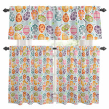 Kitchen Curtains and Valances Set Spring Floral Easter Eggs