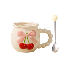 Bow Cherry Kaffeebecher aus Porzellan, 340 ml, weiße Keramik