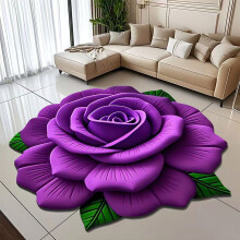 Tapis floral 3D antidérapant 61 x 61 cm en velours cristal doux