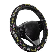 Fluffy Dog Paw Print Steering Wheel Cover 15 inch