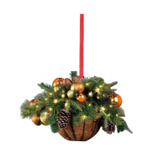 Panier suspendu en bois pré-illuminé, artificiel, pour Noël
