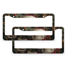 Vintage Santa Claus License Plate Frames Aluminum 2 Pack