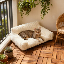 Canapé-lit pour chat avec support en mousse et housse lavable