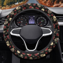 Κάλυμμα τιμονιού Skull με σχέδιο Rose 15 ιντσών