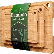 Planche à découper en bambou 15 x 10 pouces avec rainures à jus