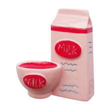 Ensemble de 6 aimants pour réfrigérateur en résine, motif gâteau et lait.