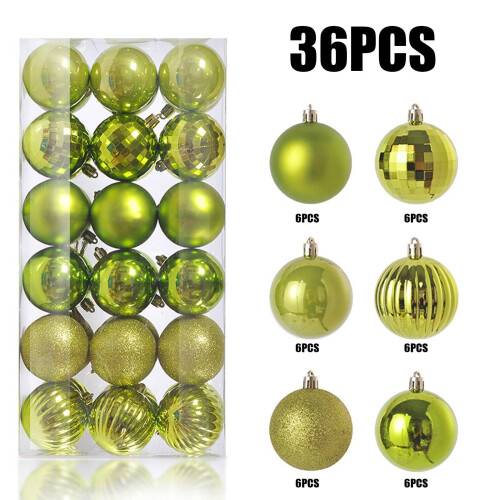 Boules de Noël à paillettes, 30 mm (36 pièces)