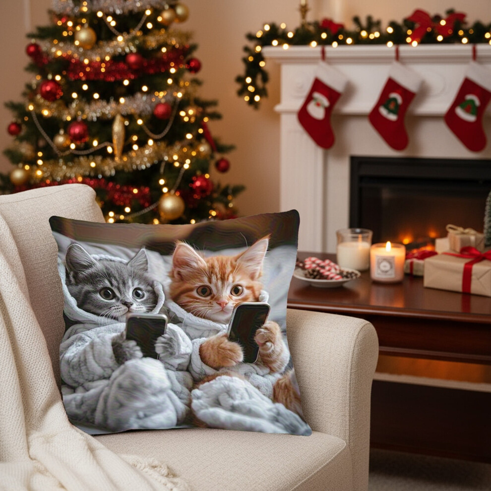 Cat Pattern Pillow Cover 45X45cm Soft Fabric With Hidden 946132081596