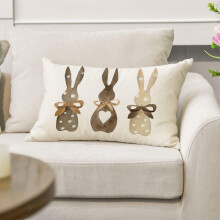 Housse de coussin de Pâques à pois, cœur et lapin, 30 x 50 cm