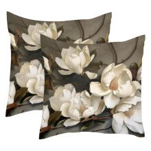 Housses de coussin à motif de magnolias géants, 50 x 50 cm (lot de 2)