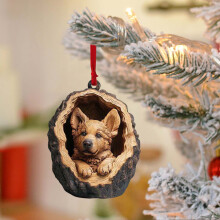 Décoration de Noël en acrylique, motif chien et animaux de la forêt (1 pièce)