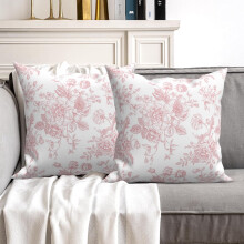 Housse de coussin décorative douce à motif floral rose 50 x 50 cm